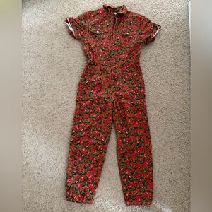 Floral Red Jumpsuit